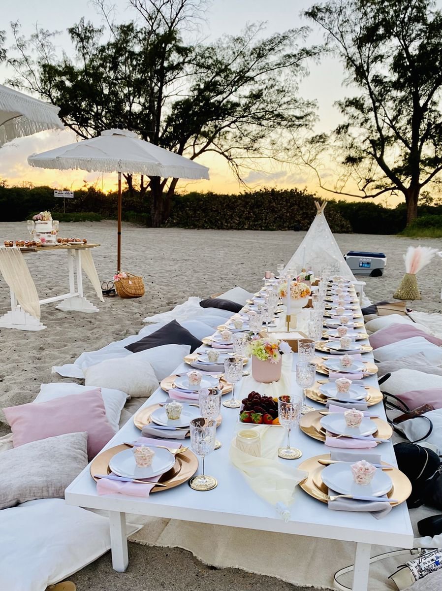 Luxury birthday picnic setup outdoor Miami